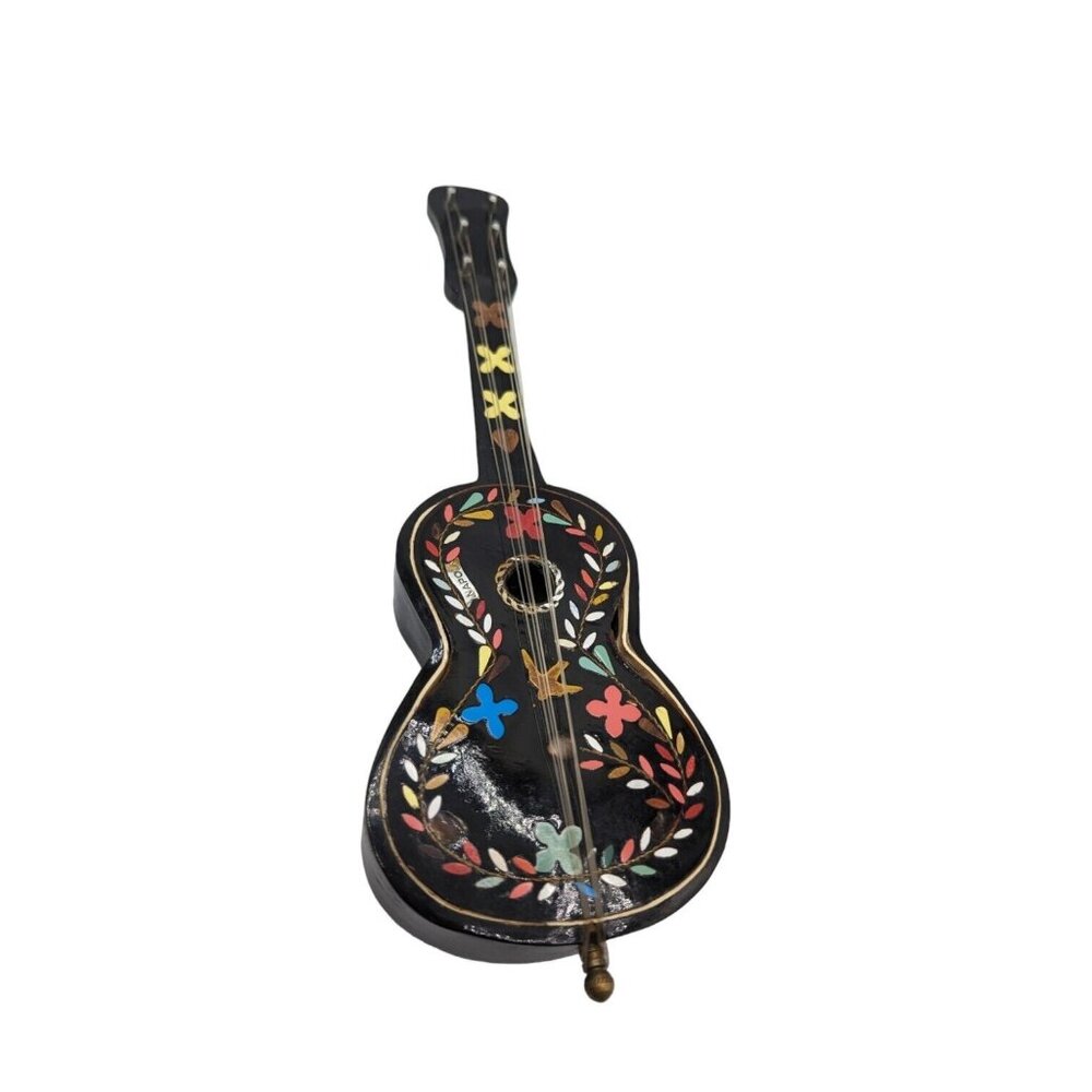 Vintage Miniature Wooden Painted Napoli Guitar Music Box Italy Made Santa Maria - Picture 2 of 14